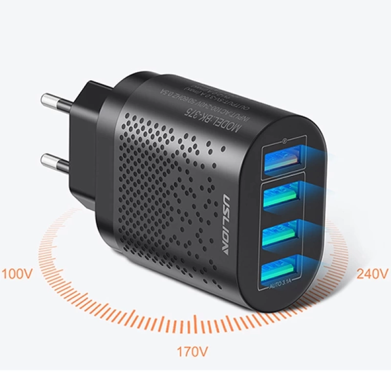 USLİON 4 Port 48W QC 3.0 Hızlı Şarj Usb Şarj Başlık Adaptör