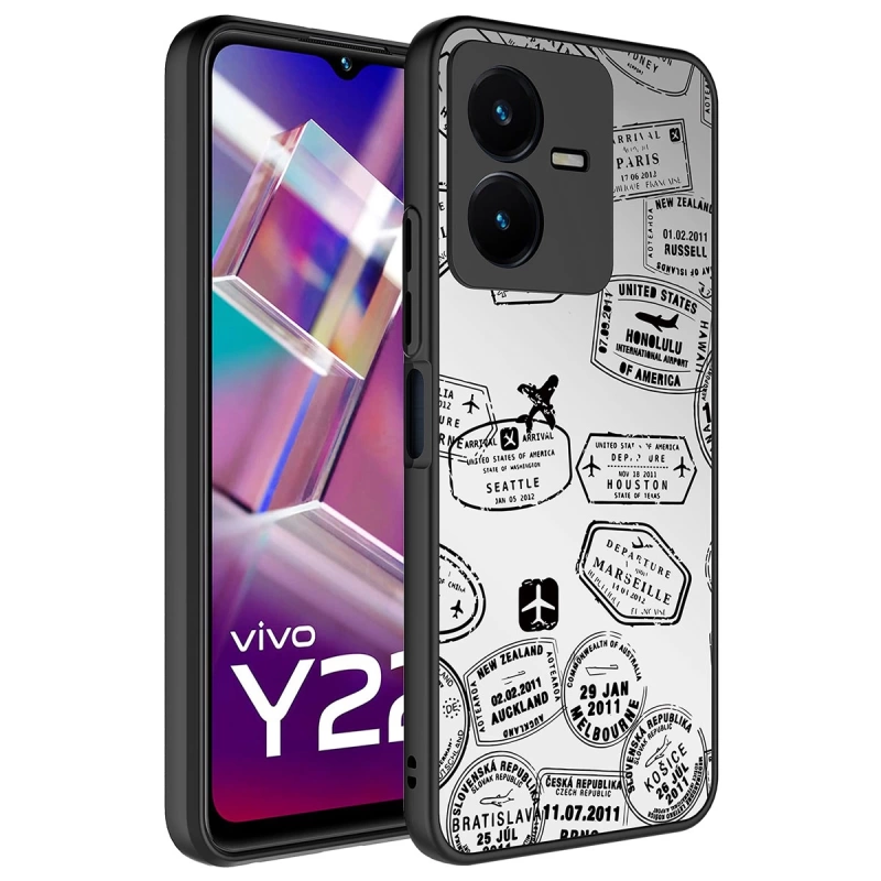 Vivo Y35 Kılıf Aynalı Desenli Kamera Korumalı Parlak Zore Mirror Kapak