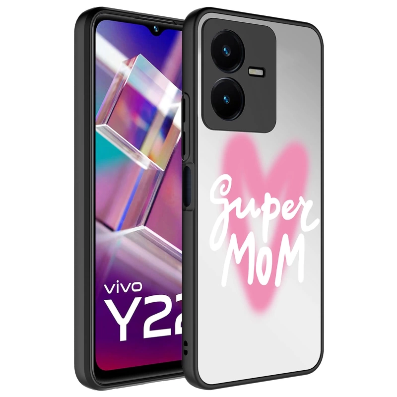 Vivo Y35 Kılıf Aynalı Desenli Kamera Korumalı Parlak Zore Mirror Kapak