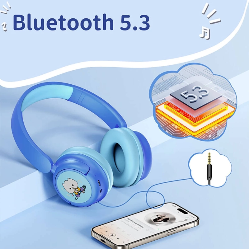 Wiwu KTD-02 Ayarlanabilir Kulak Üstü Kablolu ve Bluetooth 5.3 Çocuk Kulaklığı