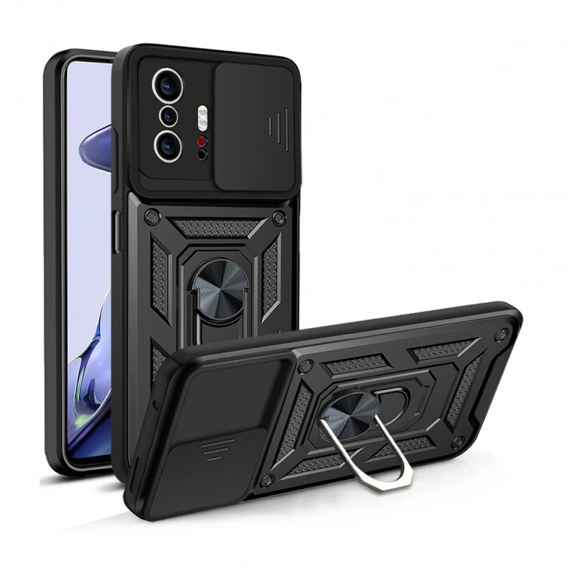 Xiaomi 11T Pro 5G Kılıf Magnetik Standlı Kamera Korumalı Zore Sürgülü Vega Kapak