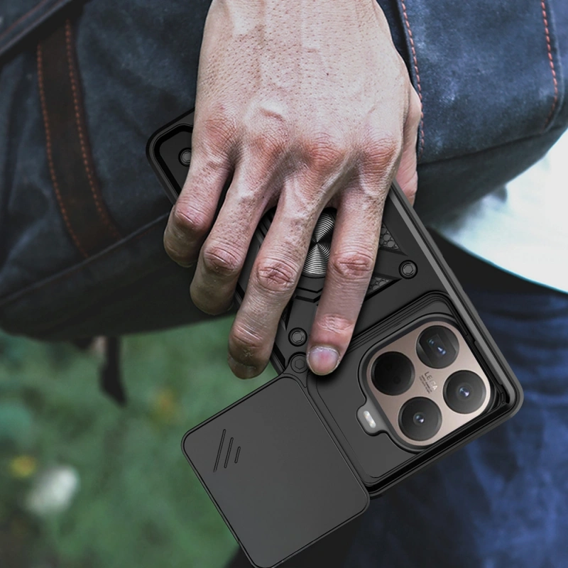 Xiaomi 15T Pro Kılıf Magnetik Standlı Kamera Korumalı Zore Sürgülü Vega Kapak