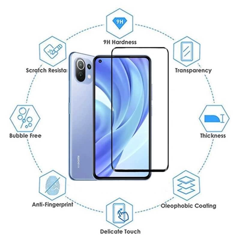 Xiaomi Mi 11 Lite Zore Kenarları Kırılmaya Dayanıklı Cam Ekran Koruyucu