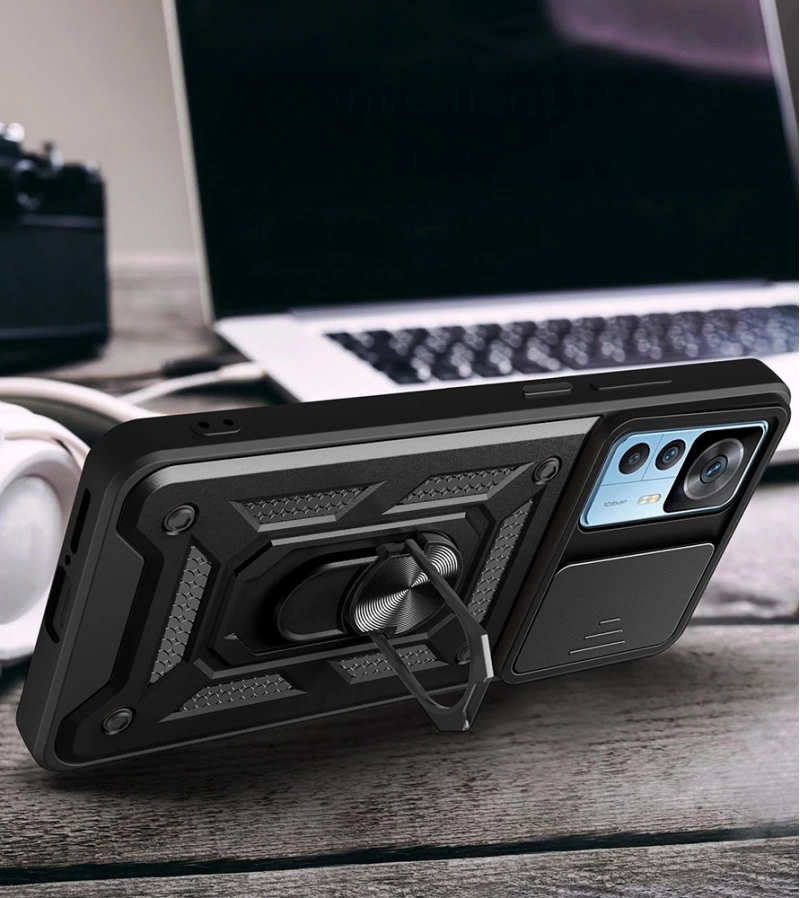 Xiaomi Mi 12T Pro Kılıf Magnetik Standlı Kamera Korumalı Zore Sürgülü Vega Kapak
