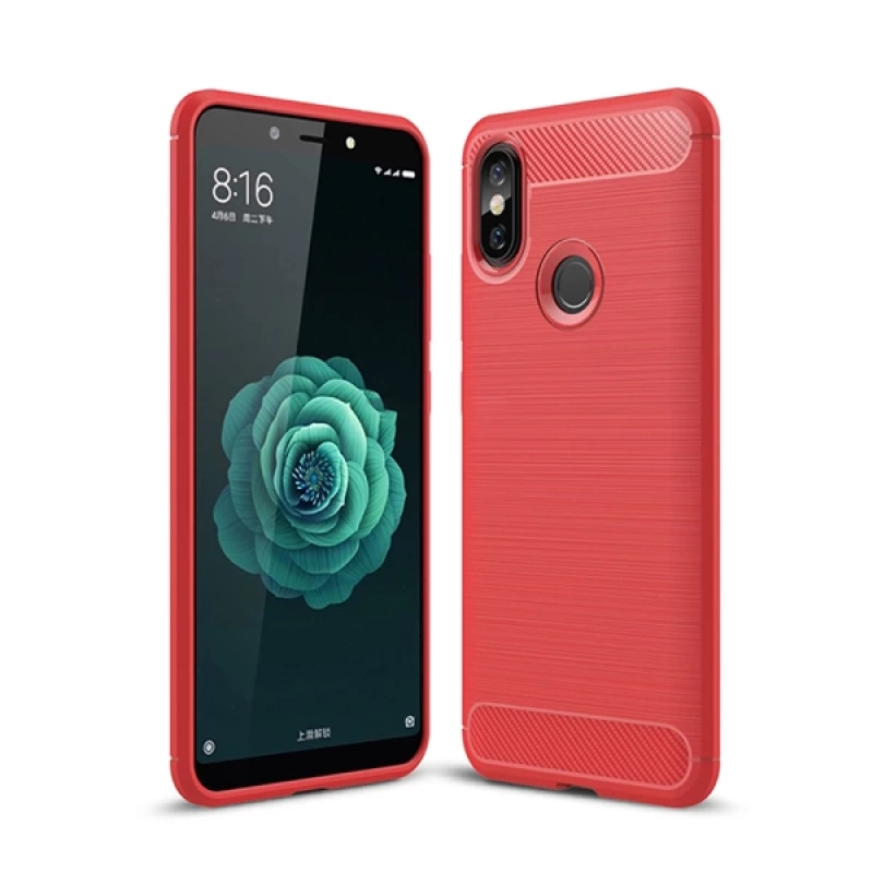 Xiaomi Mi 6x,A2 Dark Ultra Koruma Karbon Fiber Doku Silikon Kılıf