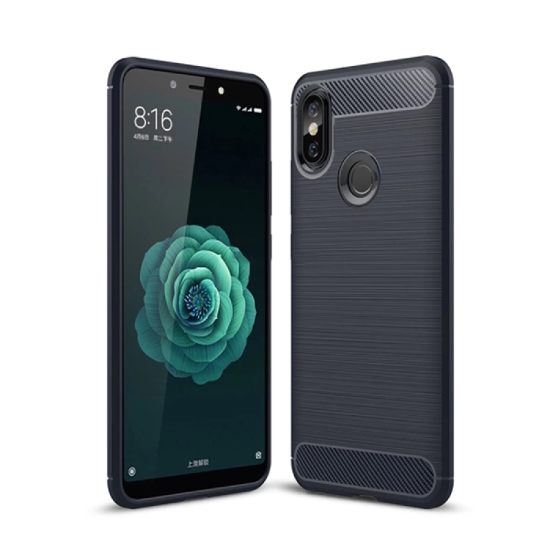 Xiaomi Mi 6x,A2 Dark Ultra Koruma Karbon Fiber Doku Silikon Kılıf