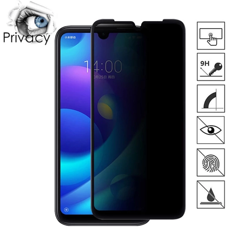 Xiaomi Mi Play 3d Privacy Gizlilik 3d Full Kırılmaz Cam Koruyucu Anti-Spy