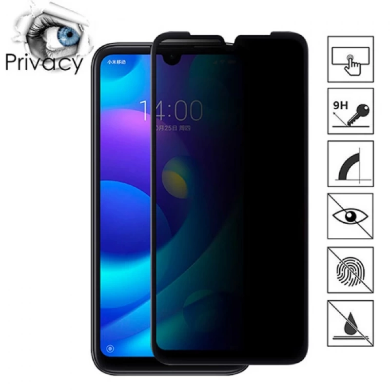 Xiaomi Mi Play 3D Privacy Gizlilik 3d Full Kırılmaz Cam Koruyucu Anti-Spy