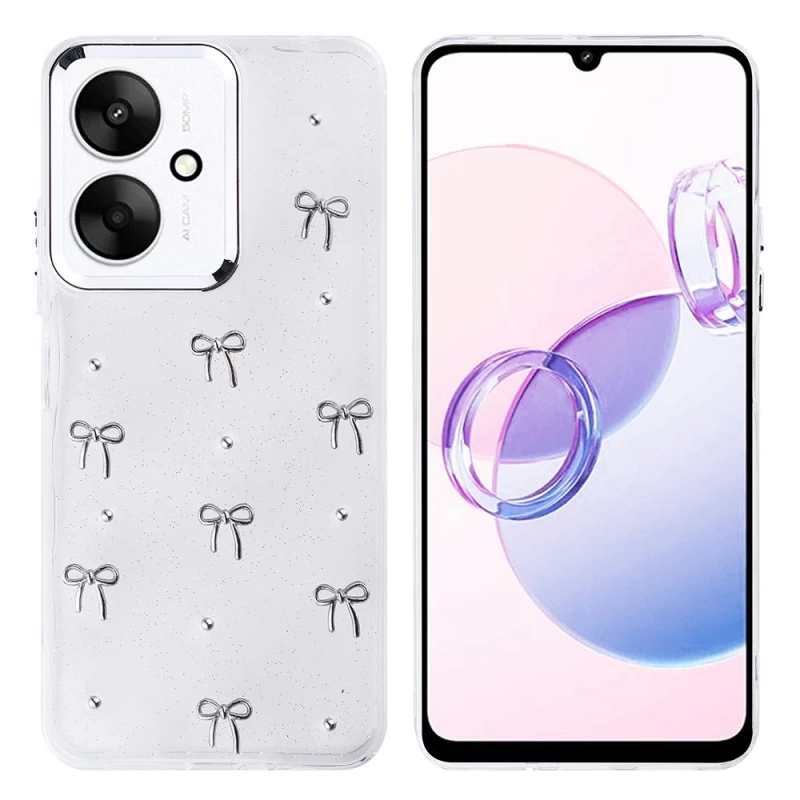 Xiaomi Poco C65 Kılıf Airbag Tasarımlı Simli Şeffaf Zore Kutup Kapak