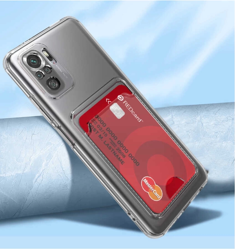 Xiaomi Poco M5S Kılıf Kartlıklı Şeffaf Zore Setra Clear Silikon Kapak