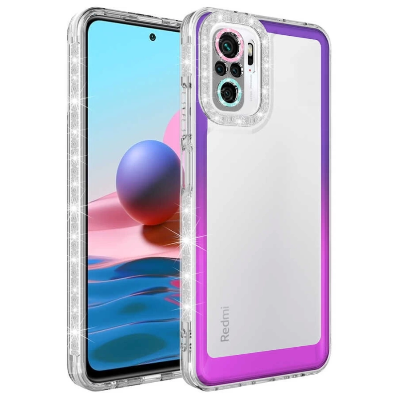 Xiaomi Poco M5S Kılıf Simli ve Renk Geçiş Tasarımlı Lens Korumalı Zore Park Kapak