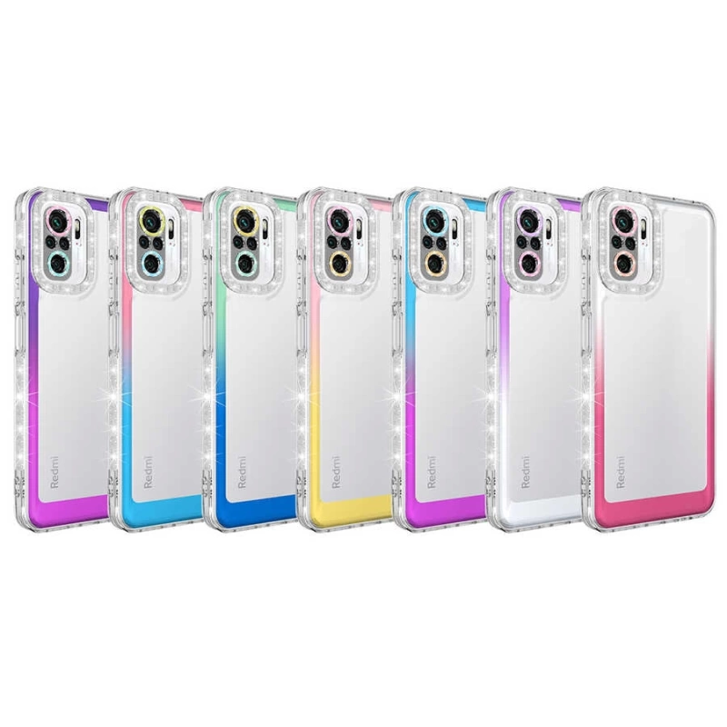Xiaomi Poco M5S Kılıf Simli ve Renk Geçiş Tasarımlı Lens Korumalı Zore Park Kapak