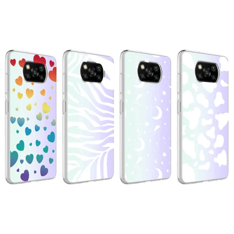 Xiaomi Poco X3 Kılıf Zore M-Blue Desenli Kapak