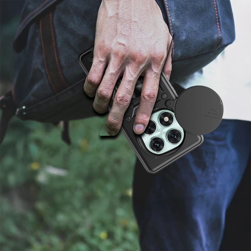 Xiaomi Poco X7 Kılıf Magnetik Standlı Kamera Korumalı Zore Sürgülü Vega Kapak