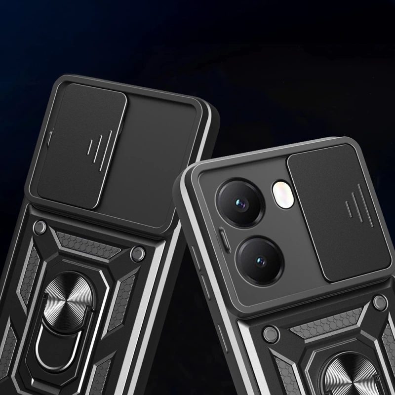 Xiaomi Poco X7 Pro Kılıf Magnetik Standlı Kamera Korumalı Zore Sürgülü Vega Kapak