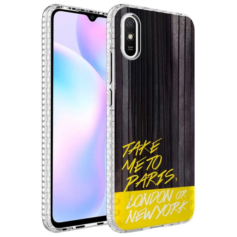 Xiaomi Redmi 9A Kılıf Airbag Kenarlı Renkli Desenli Silikon Zore Elegans Kapak