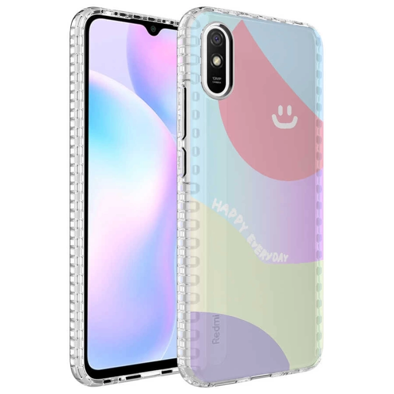 Xiaomi Redmi 9A Kılıf Airbag Kenarlı Renkli Desenli Silikon Zore Elegans Kapak