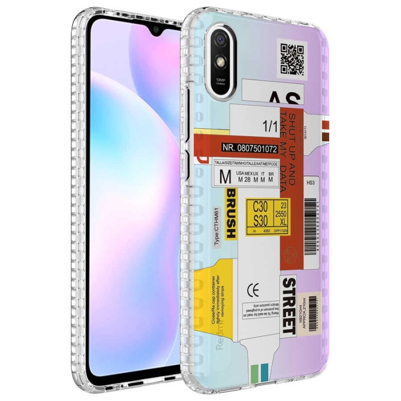 Xiaomi Redmi 9A Kılıf Airbag Kenarlı Renkli Desenli Silikon Zore Elegans Kapak