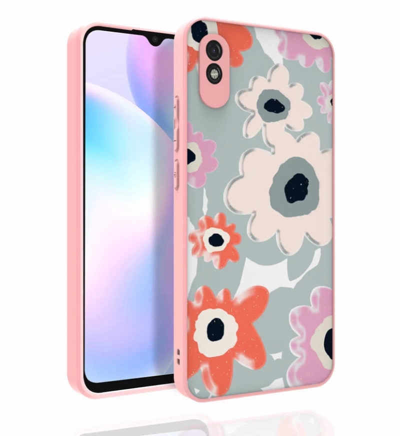 Xiaomi Redmi 9A Kılıf Desenli Kamera Korumalı Parlak Zore Nora Kapak