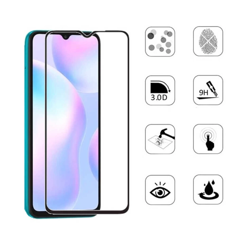More TR Xiaomi Redmi 9A Zore Kenarları Kırılmaya Dayanıklı Cam Ekran Koruyucu