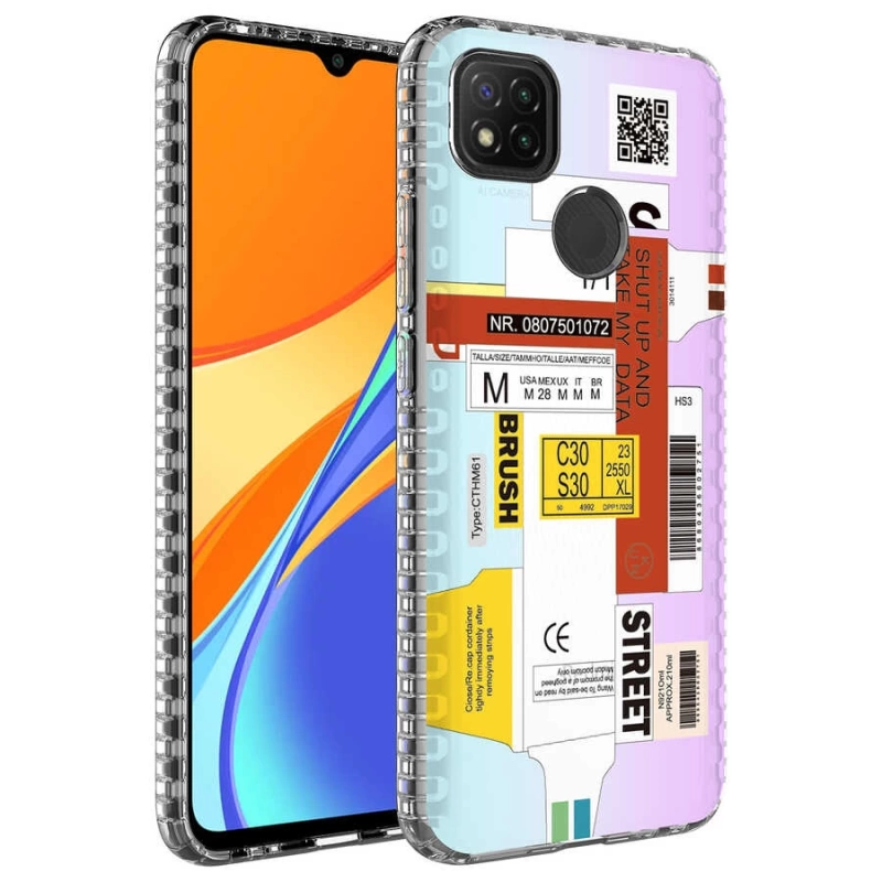 Xiaomi Redmi 9C Kılıf Airbag Kenarlı Renkli Desenli Silikon Zore Elegans Kapak