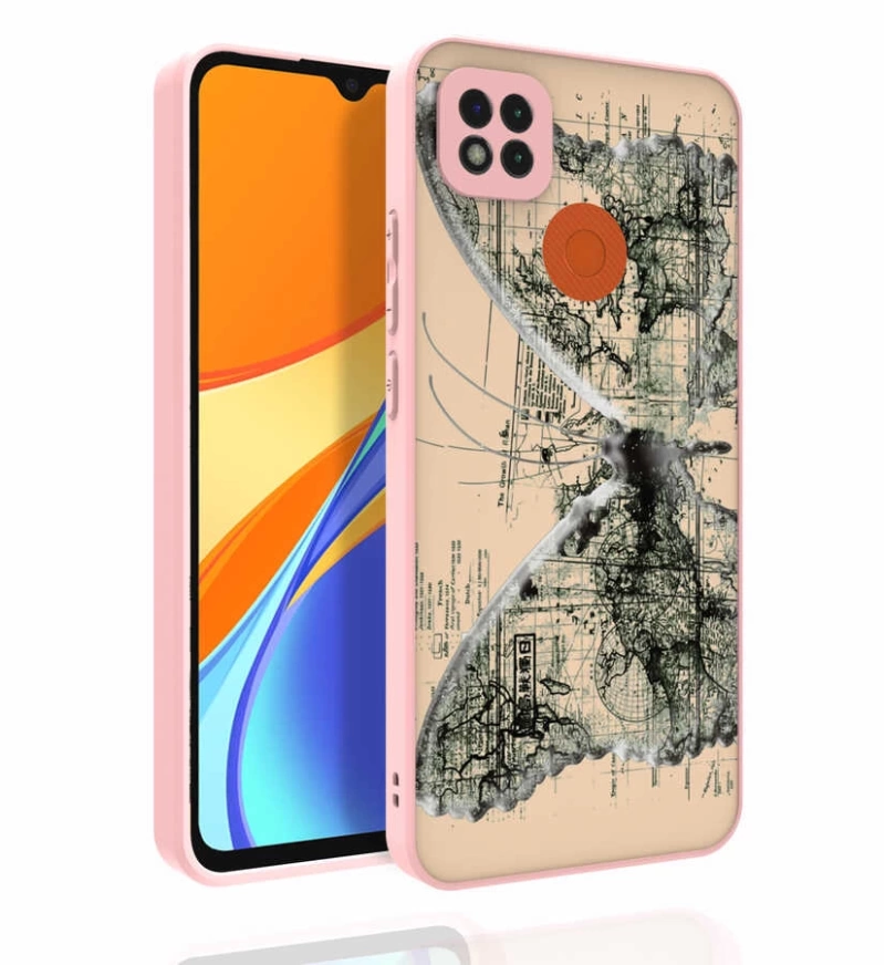 Xiaomi Redmi 9C Kılıf Desenli Kamera Korumalı Parlak Zore Nora Kapak