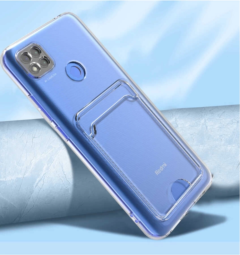 Xiaomi Redmi 9C Kılıf Kartlıklı Şeffaf Zore Setra Clear Silikon Kapak