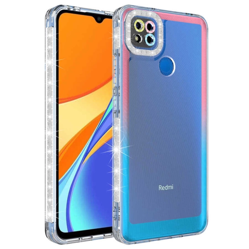 Xiaomi Redmi 9C Kılıf Simli ve Renk Geçiş Tasarımlı Lens Korumalı Zore Park Kapak