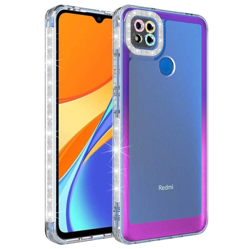 Xiaomi Redmi 9C Kılıf Simli ve Renk Geçiş Tasarımlı Lens Korumalı Zore Park Kapak