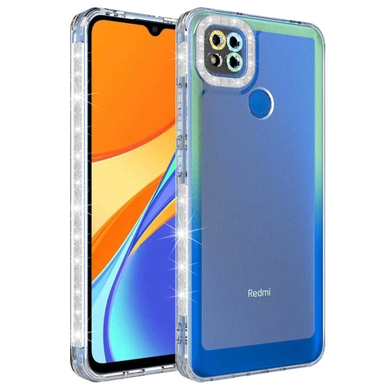 Xiaomi Redmi 9C Kılıf Simli ve Renk Geçiş Tasarımlı Lens Korumalı Zore Park Kapak