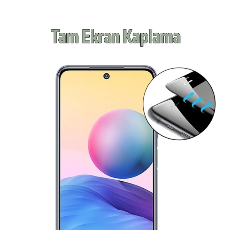 Xiaomi Redmi Note 10 Full Glue Full Kaplama Tempered Cam Ekran Koruyucu