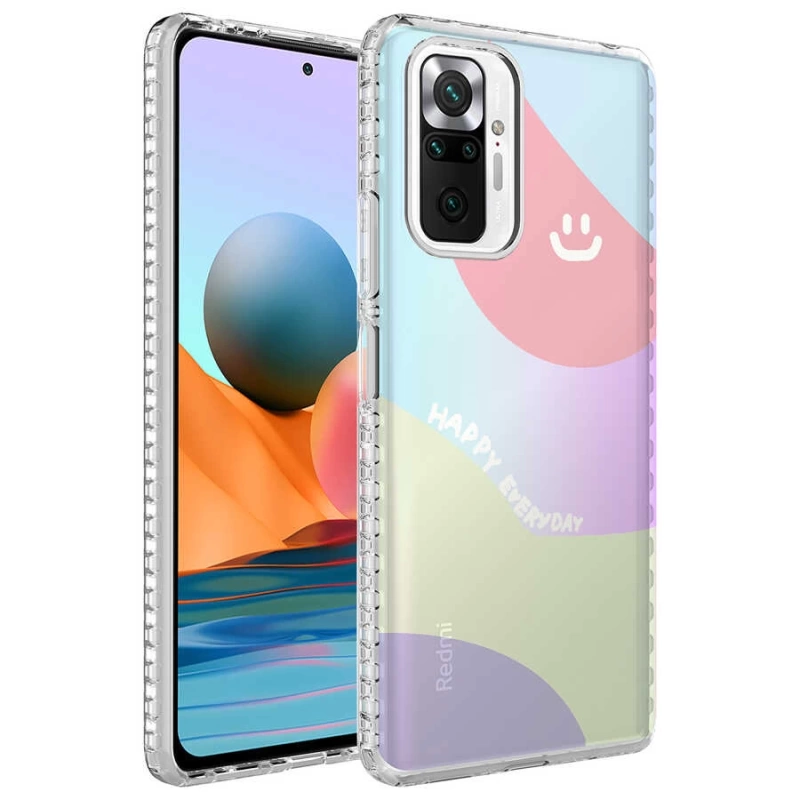 Xiaomi Redmi Note 10 Pro Kılıf Airbag Kenarlı Renkli Desenli Silikon Zore Elegans Kapak