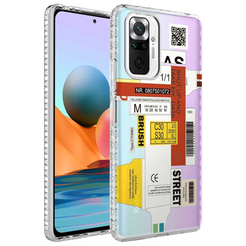 Xiaomi Redmi Note 10 Pro Kılıf Airbag Kenarlı Renkli Desenli Silikon Zore Elegans Kapak