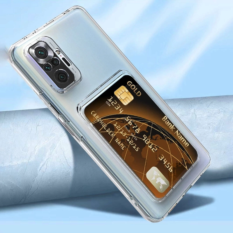 Xiaomi Redmi Note 10 Pro Kılıf Kartlıklı Şeffaf Zore Setra Clear Silikon Kapak