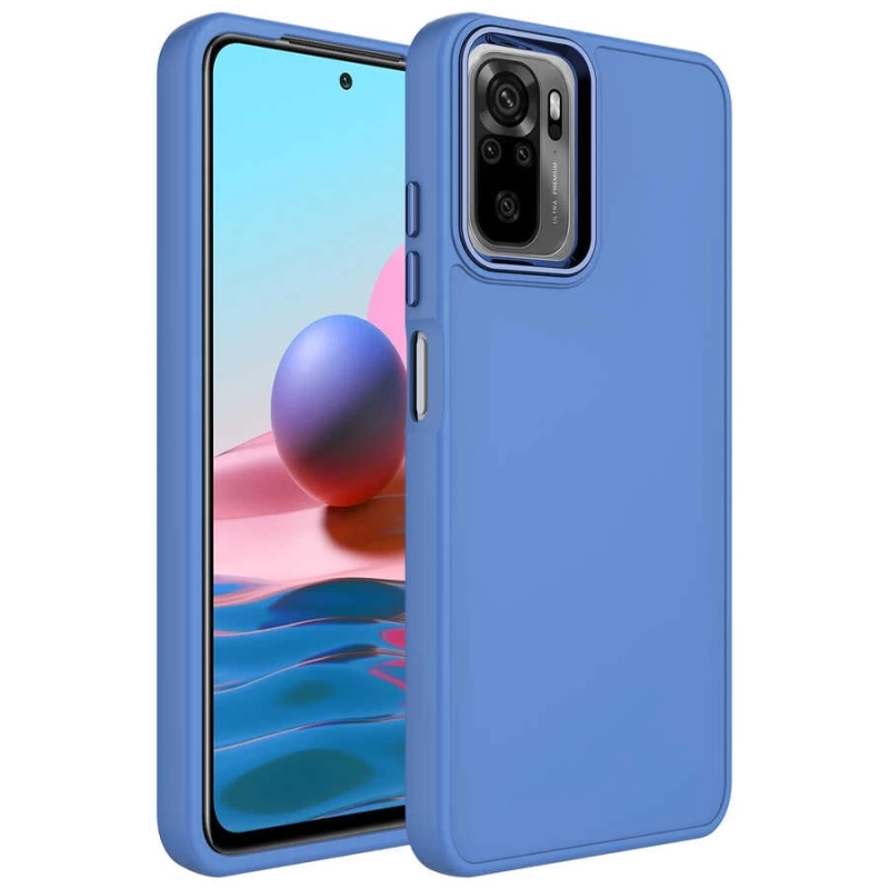 Xiaomi Redmi Note 10S Kılıf Metal Çerçeve ve Buton Tasarımlı Silikon Zore Luna Kapak