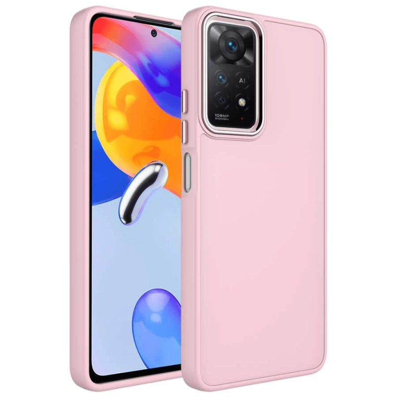 Xiaomi Redmi Note 11 Global Kılıf Metal Çerçeve ve Buton Tasarımlı Silikon Zore Luna Kapak