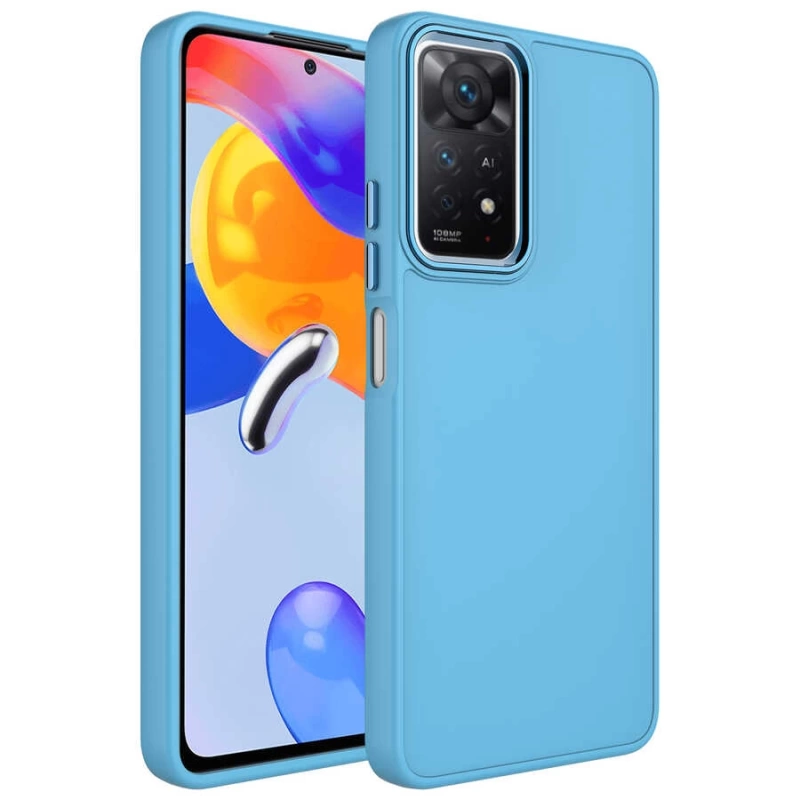 Xiaomi Redmi Note 11 Global Kılıf Metal Çerçeve ve Buton Tasarımlı Silikon Zore Luna Kapak