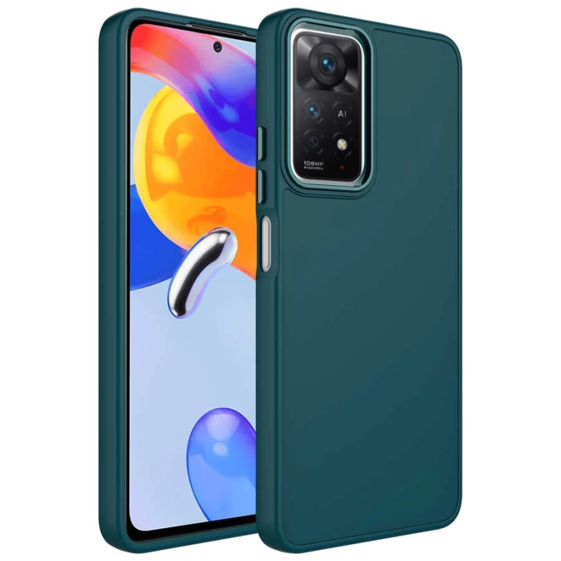 Xiaomi Redmi Note 11 Global Kılıf Metal Çerçeve ve Buton Tasarımlı Silikon Zore Luna Kapak