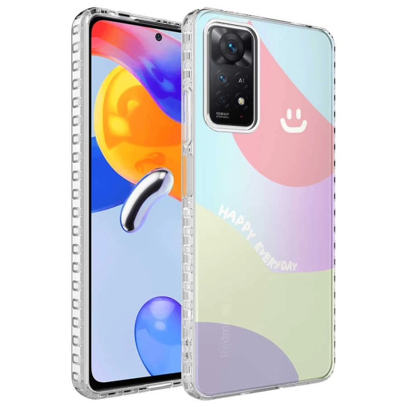 Xiaomi Redmi Note 11 Pro 5G Kılıf Airbag Kenarlı Renkli Desenli Silikon Zore Elegans Kapak