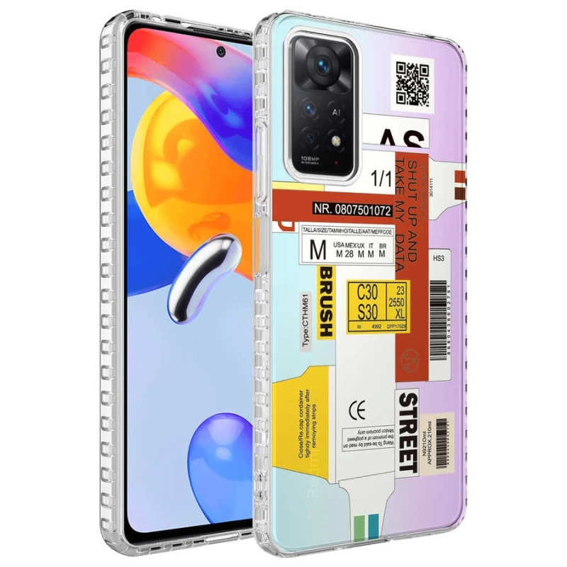 Xiaomi Redmi Note 11 Pro 5G Kılıf Airbag Kenarlı Renkli Desenli Silikon Zore Elegans Kapak