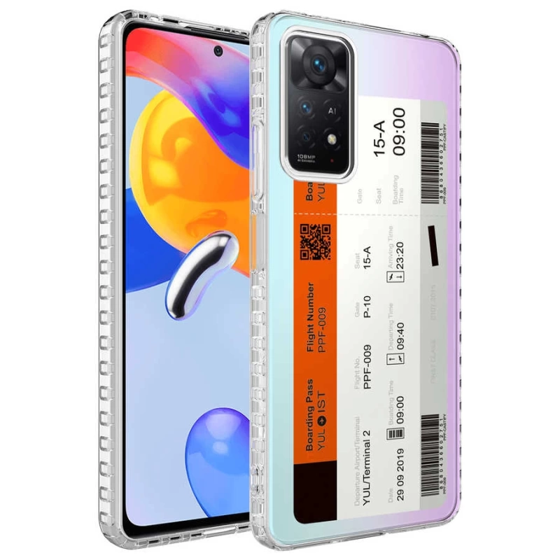 Xiaomi Redmi Note 11 Pro 5G Kılıf Airbag Kenarlı Renkli Desenli Silikon Zore Elegans Kapak