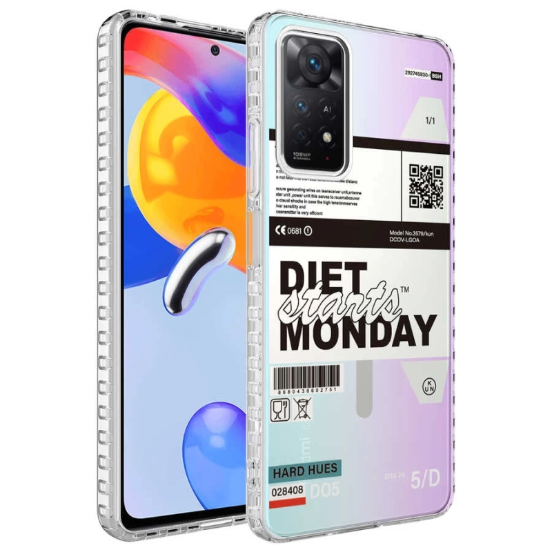 Xiaomi Redmi Note 11 Pro 5G Kılıf Airbag Kenarlı Renkli Desenli Silikon Zore Elegans Kapak
