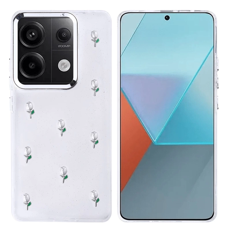 Xiaomi Redmi Note 13 Pro 4G Kılıf Airbag Tasarımlı Simli Şeffaf Zore Kutup Kapak