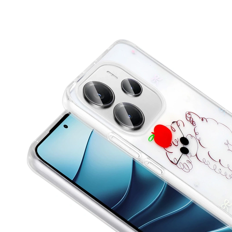 Xiaomi Redmi Note 14 4G Kılıf Şeffaf Figürlü Zore Folk Sert Kapak