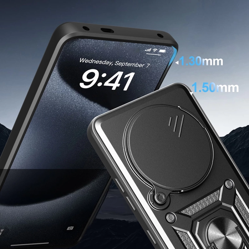 Xiaomi Redmi Note 14 Pro 4G Kılıf Magnetik Standlı Kamera Korumalı Zore Sürgülü Vega Kapak