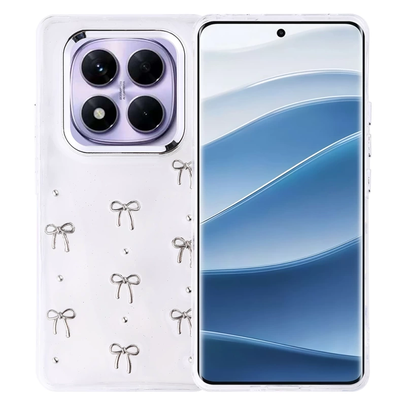 Xiaomi Redmi Note 14 Pro Plus Kılıf Airbag Tasarımlı Simli Şeffaf Zore Kutup Kapak