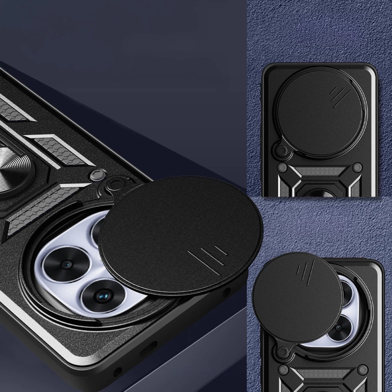 Xiaomi Redmi Note 14 Pro Plus Kılıf Magnetik Standlı Kamera Korumalı Zore Sürgülü Vega Kapak