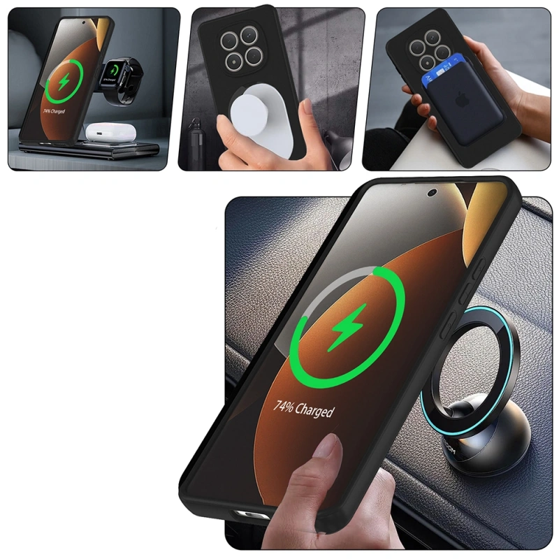 Xiaomi Redmi Note 15 5G Kılıf M-safe Şarj Özellikli Standlı Zore Samara Kapak