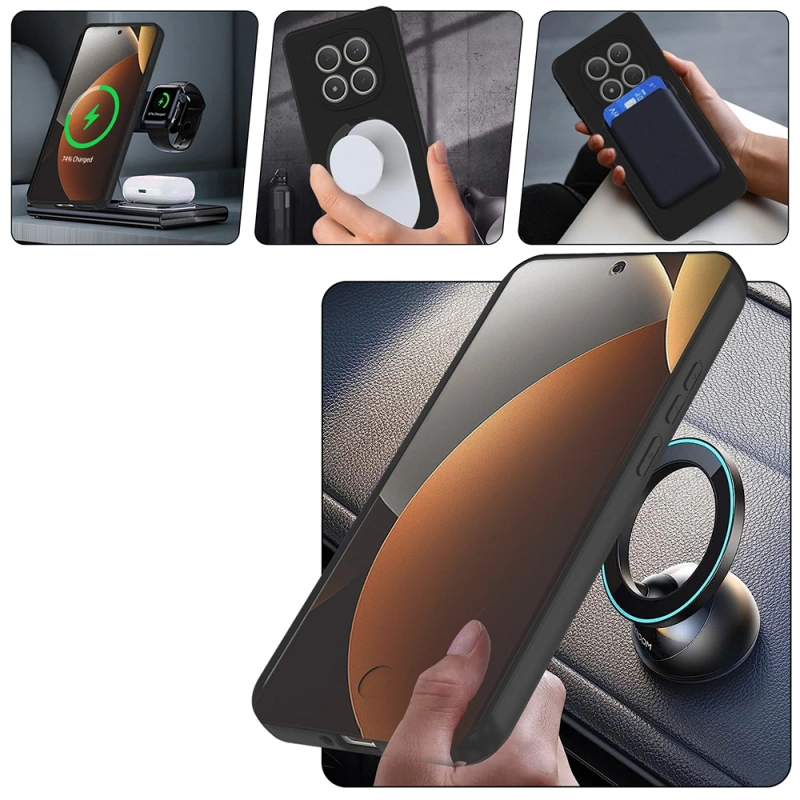 Xiaomi Redmi Note 15 Pro Kılıf M-safe Şarj Özellikli Standlı Zore Samara Kapak