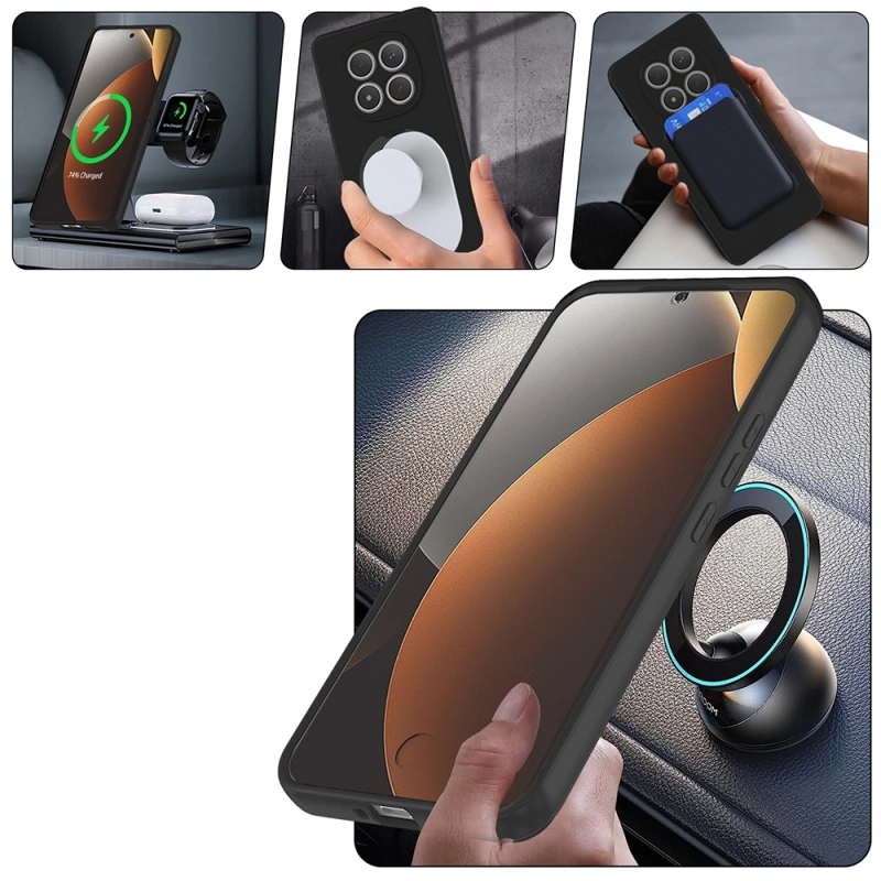 Xiaomi Redmi Note 15 Pro Plus Kılıf M-safe Şarj Özellikli Standlı Zore Samara Kapak